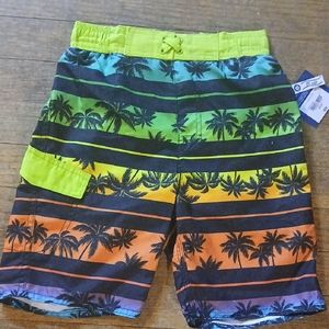 Colorful Palm Tree Swim Shorts, Xsmall 6,7